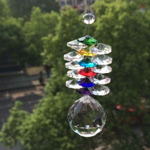 1Pc 260Mm Crystal Glass Diy Suncatcher Facet Ball + Glazen Kralen Hanger Voor Kroonluchter Onderdelen Kerstboom Opknoping decoratie