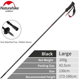 Naturehike Ultralight 180G Wandelstok 4-Sectie Vouwen Wandelen Sticks Carbon Fibre Alpenstock Antislip Wandelen Trekking stok