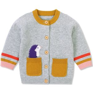 Kids Meisje 0-18M Breien Top Fall Jas Ronde Hals Lange Mouwen Casual Cartoon Hond Hedgehog Gedrukt unisex Blouse