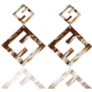 Brief Luipaard Oorbellen Bohemian Acryl Luipaard Cirkel Kwastje Pak Set Vrouwen Hars Grote Mode Parel Geometrie Sieraden