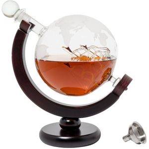 Whisky Karaf Set Vodka Globe Decanter Voor Liquor Bourbon Vodka Globe Decanter Met Afgewerkte Hout Stand