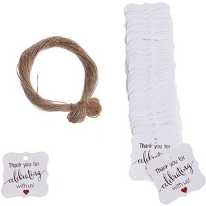 120PCS Kraftpapier Cadeau Labels 5x10CM met Touw voor Huwelijkscadeaus, Geschenken, en Prijslabels-Kerstboom