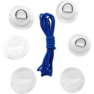 6Pcs Kajak Pvc Opblaasbare Boot Kajak Rubberboot Kano Vlot 316 Rvs D-Ring Patch/Pad & elastische Bungee Touw Cord Tie Down