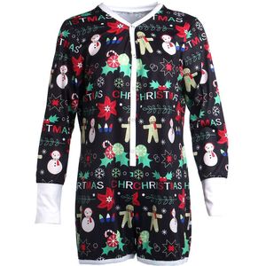 Vrouwen Pyjama Romper Jupsuit Kerst Sneeuwpoppen Gedrukt Lange Mouw Losse Night Kleding Knoppen Slapen Slijtage Xmas