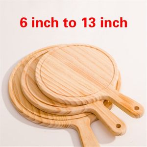 6 Tot 13 Inch Houten Ronde Pizza Board Met Hand Pizza Bakplaat Steen Snijplank Platter Pizza Steen Cake bakvormen