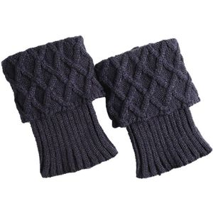 Beenwarmers Vrouwen Korte Gebreide Boot Manchetten Sokken Cover Diamant Geruite Gebreide Thermische Winter Schoen Accessoires