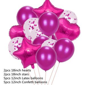 14Pcs Star Hart Helium Ballonnen Confetti Kleur Latex Ballonnen Gelukkige Verjaardag Bruiloft Festival Balon Party Decoraties Levert