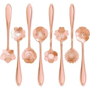 16 Pcs Set Rvs Bloem Koffielepel Dessert Suiker Ijs Roeren Thee Milkshake Lepel Set Voor Servies Keuken ca