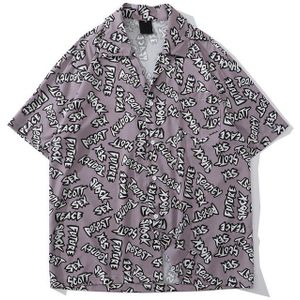 Dark Icoon Letters Gedrukt Vintage Shirt Mannen Street Hawaiian Shirts Zomer Mannen Shirt