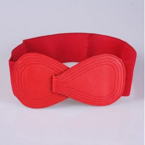 Vrouwelijke Taille Riem Dame Boog Broeksbanden Mode Rode Elastische Tailleband Effen Zwart Wit Geel Brede Riem Faux Leather Corset Riem