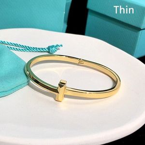 Dunne En Dikke Versie Rvs Bangle Spiegel Polijsten Proces Rose Goud Kleur Open Armbanden Voor Vrouwen Sieraden DJ1464