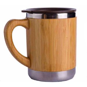 Natuurlijke Bamboe Mok Met Roestvrijstalen Voering Drinkbeker Creatieve Vacuüm Cup Koffie Sap Melk Mok Met Deksel Reizen mokken