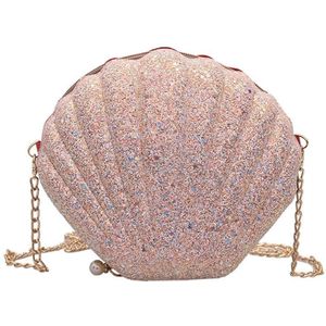 Chain Lovertjes Schoudertas Voor Vrouwen Pu Lederen Handtassen Leuke Shell Shape Purse Mini Bag Bolsa Feminina Messenger tas