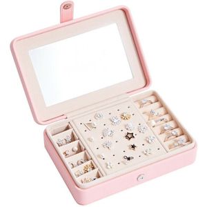 2 Lagen Sieraden Doos Sieraden Opbergdozen Organisator Pu Lederen Travel Case Oorbel Ring Ketting Opslag