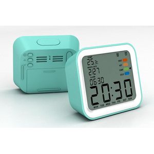Antiek Stijl Vierkante Plastic Huishoudelijke Thermometer Digitale Desktop Wekker Met Lcd-scherm En Snooze Functie