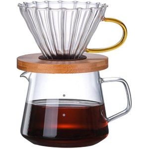 600Ml Verdikte Hoge Borosilicaatglas Koffie Pot Hand Drip Pot Sharing Pot Filter Koffie Percolator Cup En Trechter Set
