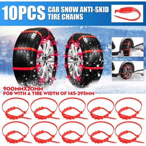 10Pcs Universele Anti-Slip Auto Suv Plastic Winter Band Sneeuwkettingen Auto Tyre Wiel Sneeuwkettingen Non-slip Voor 145-295Mm Banden