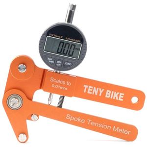 Spaakspanning Tester Digitale Schaal 0.01Mm Bike Indicator Meter Tensiometer Fiets Sprak Spanning Wiel Bouwers Tool-Oranje + bl