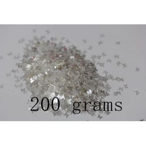 3 MM size iriserende Wit met Zilveren licht stralende Vlinder vormen Glitter voor Nail Tips Decoratio 3D Tips DIY Telefoon versieren