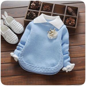 Herfst Peuter Baby Trui Meisje Revers Lange Mouwen Gebreide Pullover Baby Kids Truien Mode Pasgeboren Casual Trui