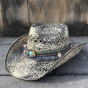 Zomer Vrouwen Straw Hollow Western Cowboy Hoed Elegante Dame Sombrero Hombre Hoed Tovenaar Kwastje Sunbonnet Cowgirl Zonnehoed