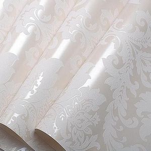 Europese Vintage Luxe Damast behang PVC Reliëf Structuur Behang Rolls Home Decoration Goud Zilver Wit R61