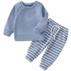 Baby Baby Meisjes Jongens Lange Mouw Blouse Gestreept Patroon Broek Pyjama Nachtkleding Set