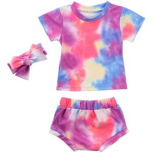 1-3Years Baby Baby Meisjes Kleding Sets Gedrukte Korte Mouwen Trui T Shirts Tops Shorts Hoofdband