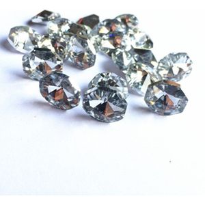 500 Pcs Top 14 Mm K9 Kristal Achthoek Plated Zilveren Kralen In Twee Gaten K9 Kristallen Lamp &amp; Accessoires diy Kralen Voor Gordijn