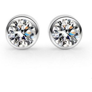 Inzatt 925 Sterling Zilveren Zircon Hart Stud Oorbellen Rose Goud Kleur Crystal Sieraden Accessoire Voor Vrouwen Wedding Party