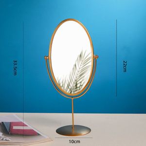 Metalen Decoratieve Spiegel Ronde Smeedijzeren Enkelzijdige Desktop Spiegel Make-Up Draagbare Spiegel Thuis Schoonheid Kaptafel decor