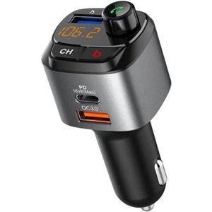 C68 Bluetooth 5.0 Fm-zender Voor Auto, QC3.0 + Pd 18W Draadloze Radio Adapter Usb Charger Bass Sound Mp3 Speler Handsfree
