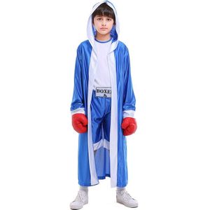 Kind Boxer Uniform Blauw Rood Boksen Sport Jongens Boek Week Kostuum Halloween Familie Party Kinderen Dag Outfit