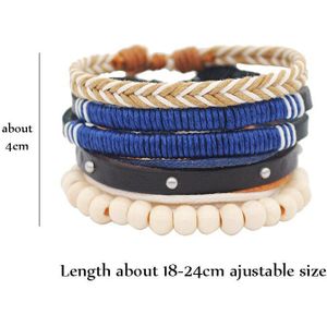 Handgemaakte Vintage Etnische Boho Bohemian Armband Weave Charms Kralen Geweven Gevlochten Armband Set Lederen Strand Armband Voor Vrouwen