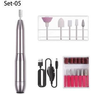 Elektrische Nagel Boormachine Manicure Machine Set Usb Opladen Mill Cutter Voor Manicure Nail File Pedicure Tool Nail Boor Set
