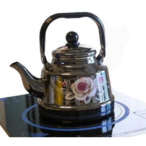 1.7L Retro zwarte dikke draagbare emaille pot thuis waterkoker gasfornuis brand fornuis universele koffie melk Chinese geneeskunde pot ketel