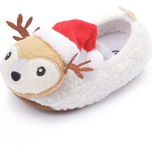 Winter Kerst Pasgeboren Baby Meisjes Leuke Rendier White Crib Schoenen Warm Slippers Zachte Pluche Baby 0-18M