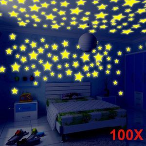 100Pcs Star Energie Opslag Fluorescerende Lamp Kinderkamer Woonkamer Kleur Sterren Lichtgevende 3D Kunstenaar Home Muur sticker
