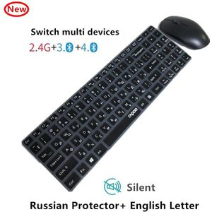 Rapoo 9300G Multi-mode Stille Draadloze Toetsenbord Muis Combo Bluetooth-Compatibel 2.4G Switch Tussen 3 apparaten Verbinding