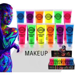 6 Stuks Set Gezicht & Body Verf Neon Glow In The Dark Voor Rave Festival Party