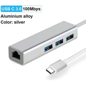 Ofccom Usb C Ethernet Usb 3.0 2.0 Naar RJ45 Hub 10/100/1000M Ethernet Adapter Netwerkkaart usb Lan Voor Macbook Windows Tpec C