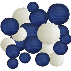 20Pcs 6 Inch-12 Inch Lantaarns Assort Met Size Navy Blauw Beige Chinese Papier Lantaarn Lampion Voor bruiloft Kerst Event P