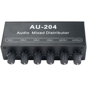 Stereo Mixer Audio (2 Ingang 4 Output) Push Vier Hoofdtelefoon Of Externe Versterkers Volume Onafhankelijke Controle