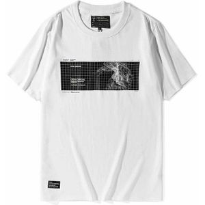 Croxx Techwear Mannen Grafische Katoenen T-shirt 'Error Warning' Hip Hop Punk Mode Streetwear