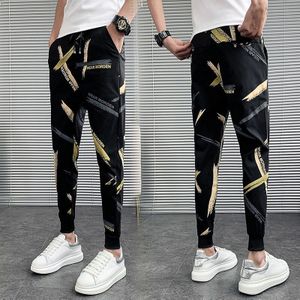 Koreaanse Zomer Brief Afdrukken Broek Mannen Mode Slim Fit Mannen Joggers Broek Alle Match Hip Hop Mens Casual Harem broek 28-36