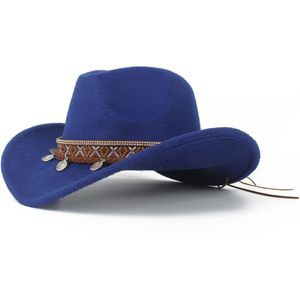 Western Cowboy Hoed Voor Kind Roll-up Rand Jongen Meisje Tovenaar Outblack Sombrero Hombre Jazz Cap Maat 52 -54
