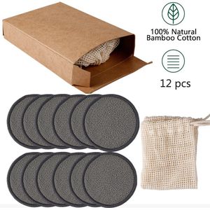 12Pcs Herbruikbare Bamboevezel Wasbare Rondes Pads Up Verwijderen Wattenschijfje Gezichtsreiniging Pad Tool Up Verwijderen Katoen Pads