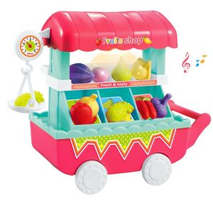 Licht Muziek Kids Toy Rollenspel Groenten Fruit Winkel Winkelwagen Pretend Speelgoed Mini Kerstcadeau Boodschappen Speelgoed Voor Kinderen
