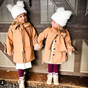 Pudcoco Peuter Kids Baby Meisje Warme Wol Blends Strik Solid Jas Overjas Uitloper Wind Jas Parka Kinderkleding 2 -8 t