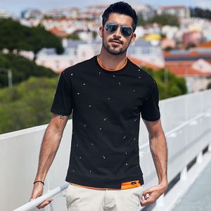 Kuegou Zomer 100% Katoen Afdrukken Zwart T-shirt Mannen T-shirt T-shirt Korte Mouw Tee Shirt Mannelijke Mode Kleding 10202